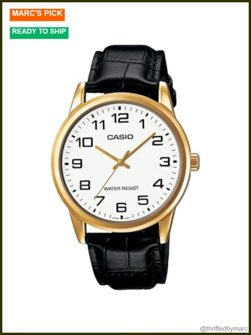 Men's 38mm Black Leather Watch - Japanese Quartz Water Resistant Mineral Crystal